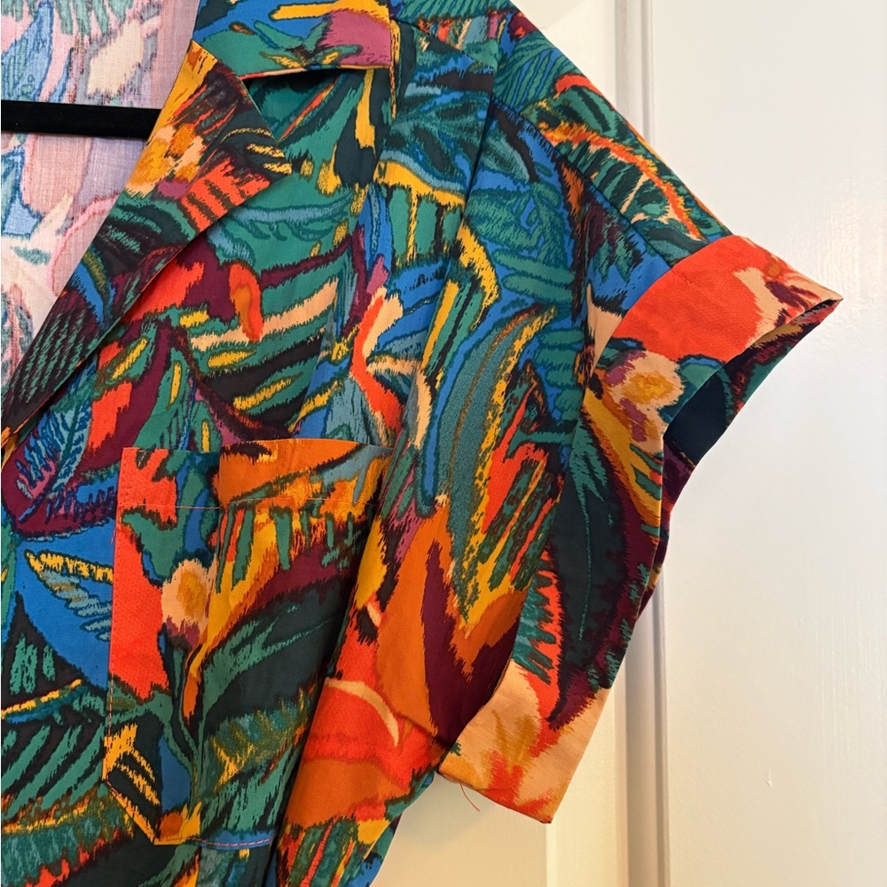 Dress Forum Multicolor Leaf Print Wide Leg Jumpsuit - Picture 5 of 8